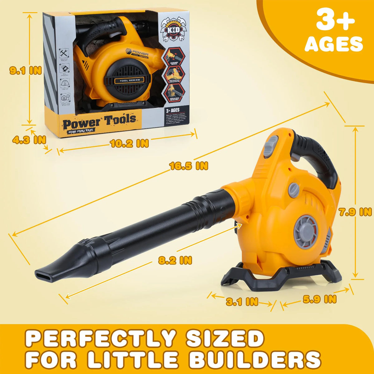 Richgv Leaf Blower Toy for Kids, Pretend Play Tool Garden Toy Blows Air with Sound, Outdoor Construction Gardening Kids Tool Toys for Boys Girls Age 3-8