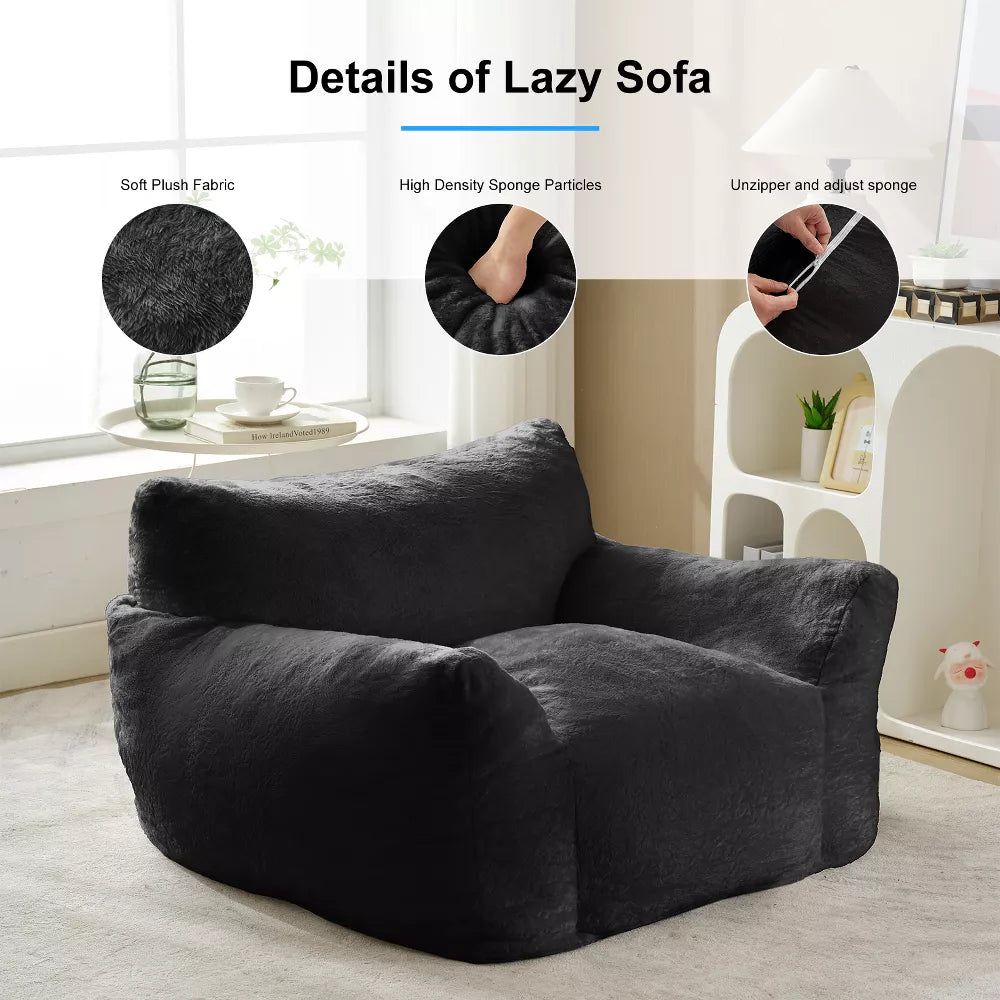 Mjkone Bean Bag Chair, Big Beanbag Chair with Ottoman