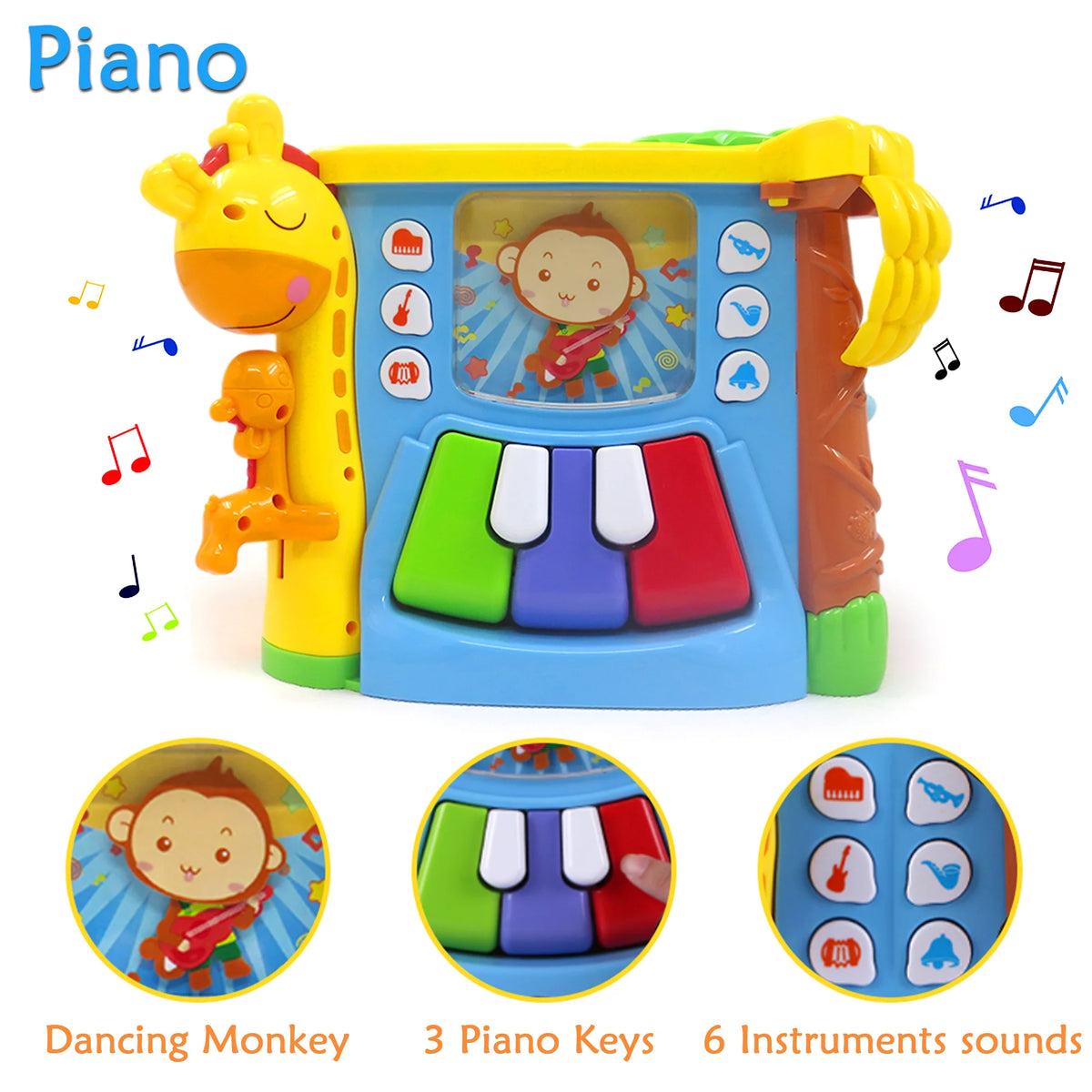 Richgv Activity Cube Montessori Toys for 1 Year Boys Girls, Preschool Learning Toys Baby Educational Toy with Music Light