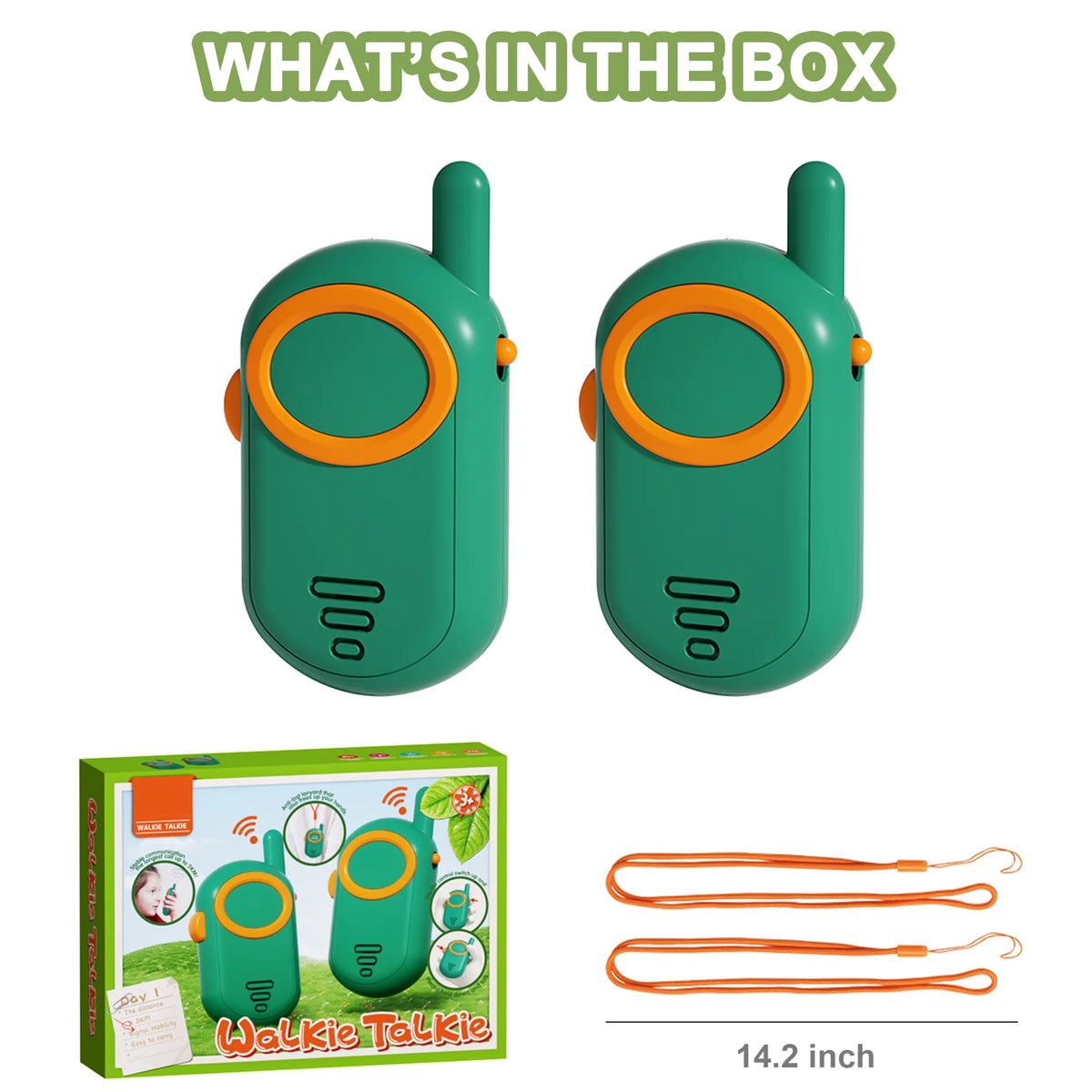 Richgv 2 Pack Walkie Talkies for Kids, 3 Miles Range for Outside Camping Hiking, Birthday Christmas Gift for Boys Girls 3-8 Year