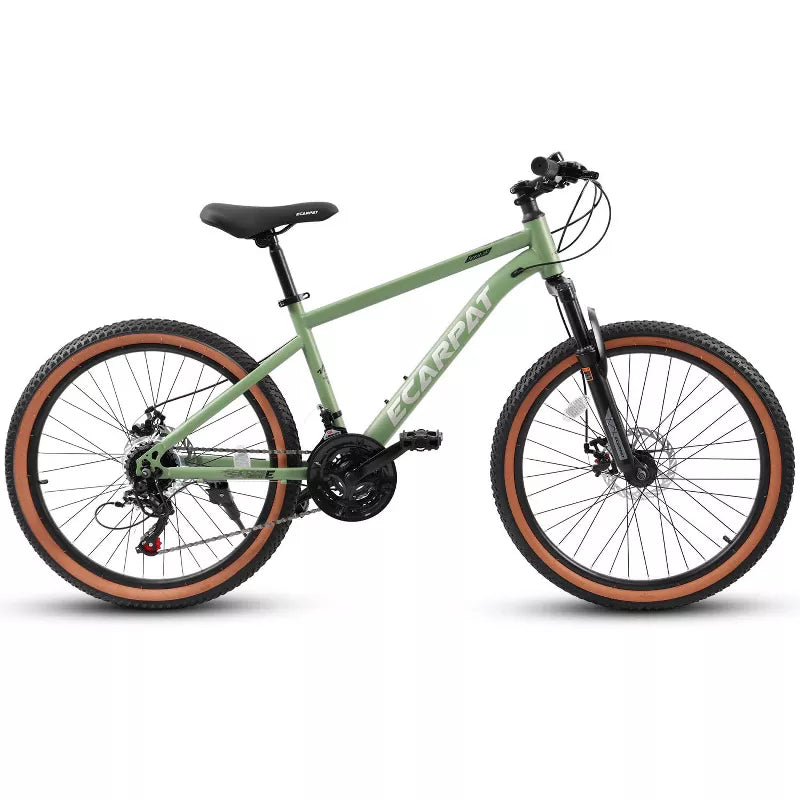 BestParts Mountain Bike for Teens, 24 Inch MTB Bicycle with Disc Brakes, Durable Steel Frame, School Commuting & Daily Riding, Green