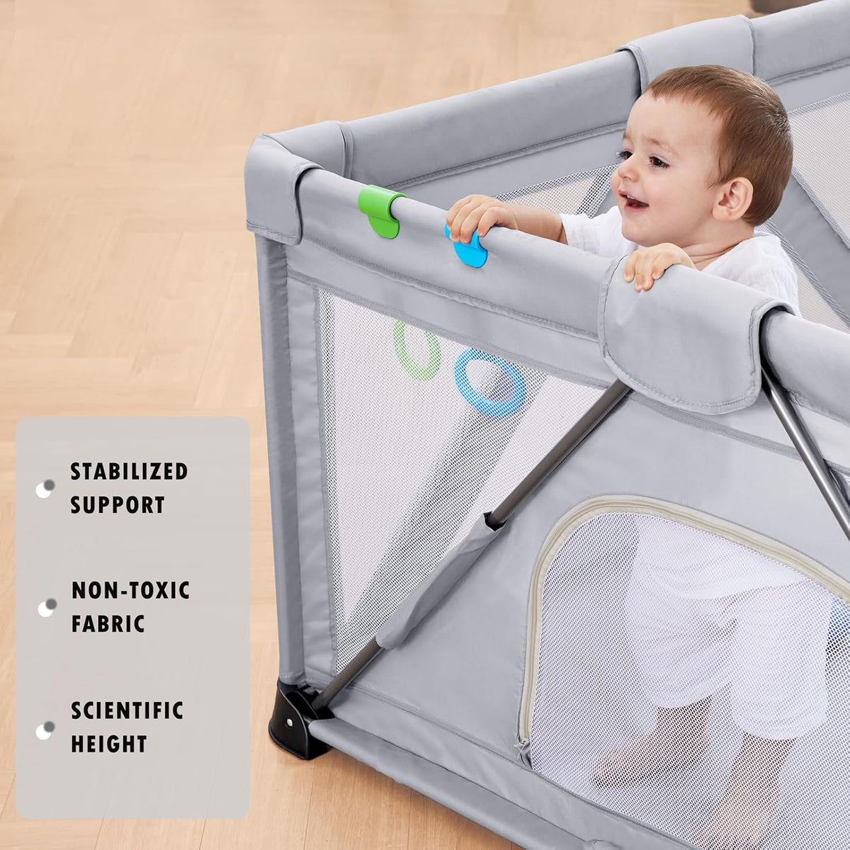 Baby Playpen Foldable, Playard for Babies and Toddlers, Portable Playpen Activity Center for Travel, Indoor & Outdoor