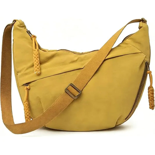 Crescent Crossbody Bags for Women, Casual Shoulder Half Moon Bag, Large Capacity Dumpling Purse Bag for Outdoor Travel Yellow