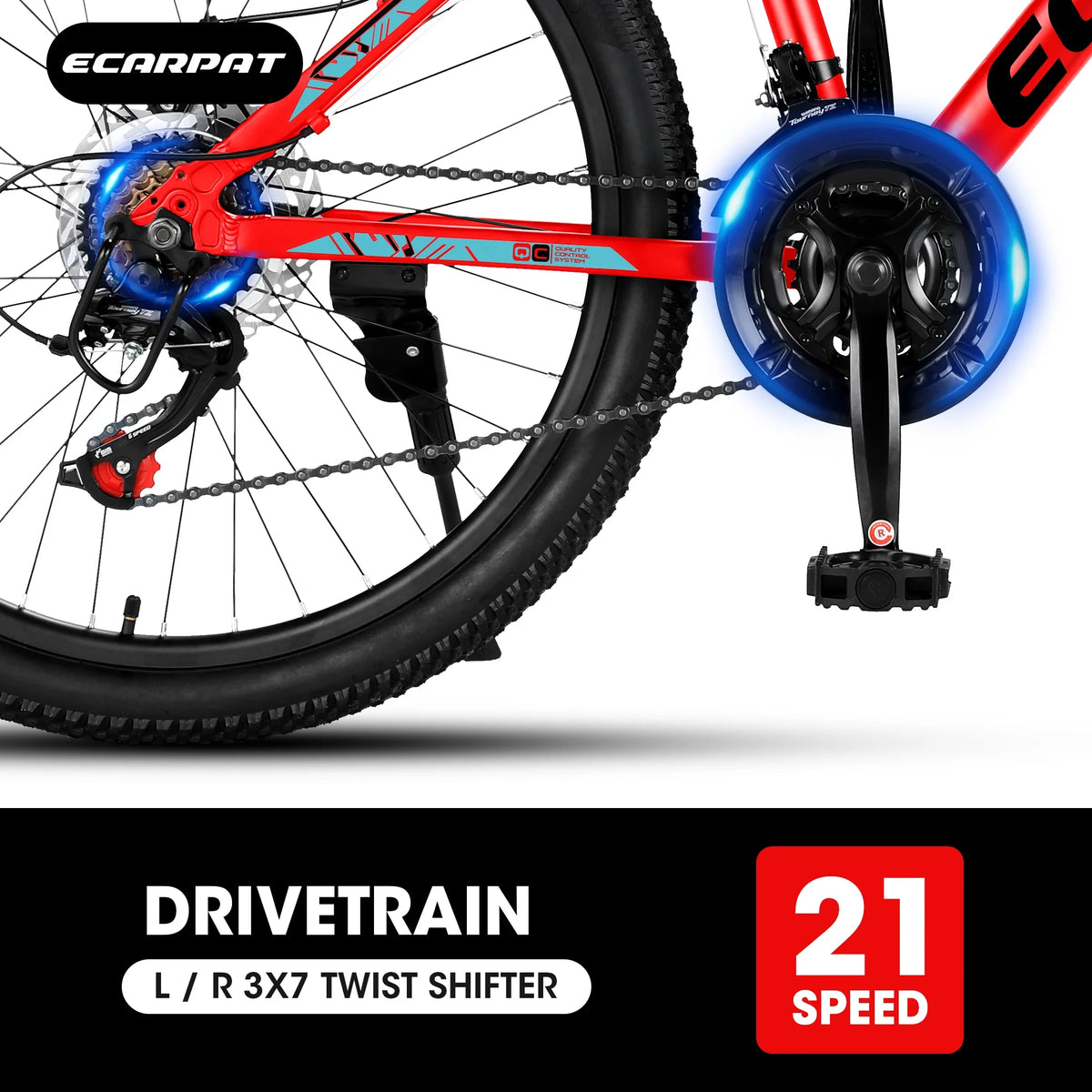 24" Mountain Bike, Shimano 21 Speed Kids Bike, Mountain Cycling Bikes with Mechanical Disc Brakes, Lightweight Kids Bicycle with Aluminium Frame, Girls Bike Boys Bike, Red