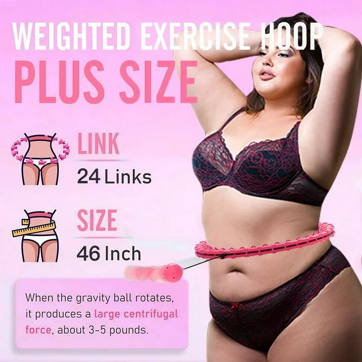 Arsvita Quiet Weighted Hula Hoops Detachable Hoops, Smart Noiseless Infinity Hula for Women, 2 in 1 Waist and Abdominal Workout Equipment at Home, 46 inch 24 Knots