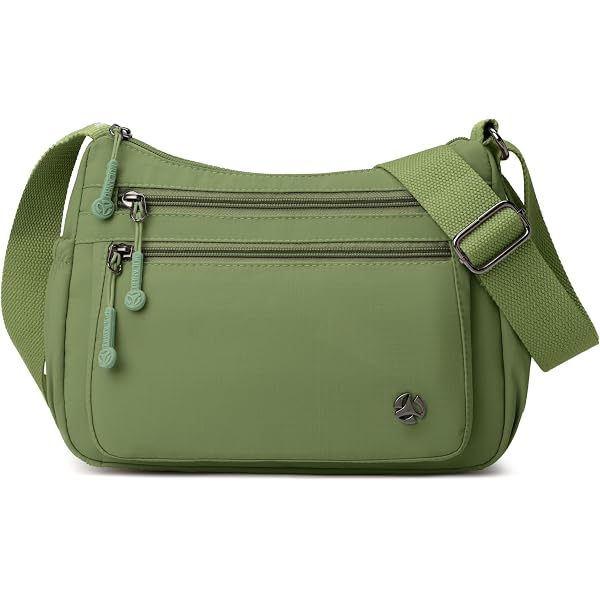 Crossbody Bags for Women Waterproof Nylon Shoulder Bag Roomy Multiple Pockets Messenger Purses Handbags Green