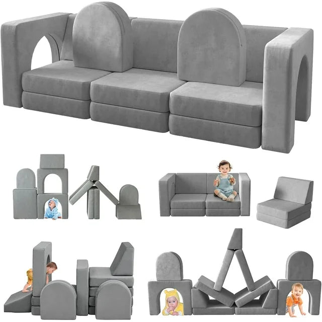 Toddler Couch, Glow in The Dark Kids Play Couch Toddler Fold Out Couch, Kids Fold Out Couch for playroom, Convertible Baby Fold Out Play Foam and Floor Cushion for Bedroom