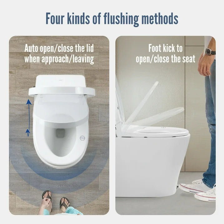 EPLO Smart Toilet Bidet Tankless, Auto Open/Close Lid, Elongated Dual Flush One Piece Toilet