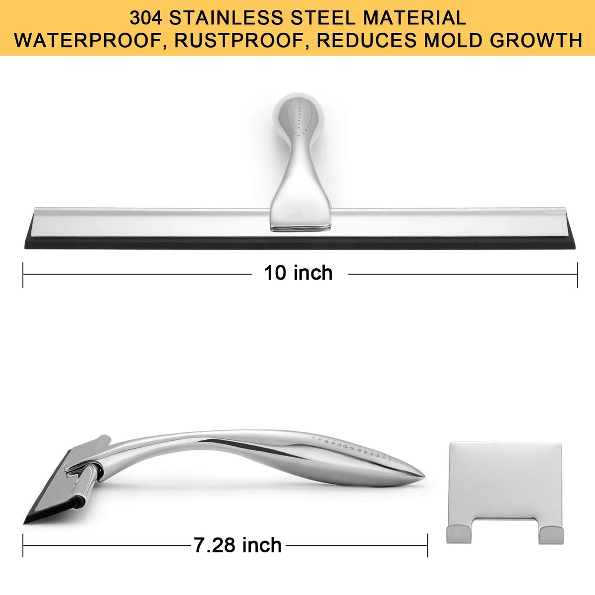 Aovky Shower Squeegee , 10 Inches All-Purpose Stainless Steel for Glass Doors, Bathroom Squeegee Cleaner