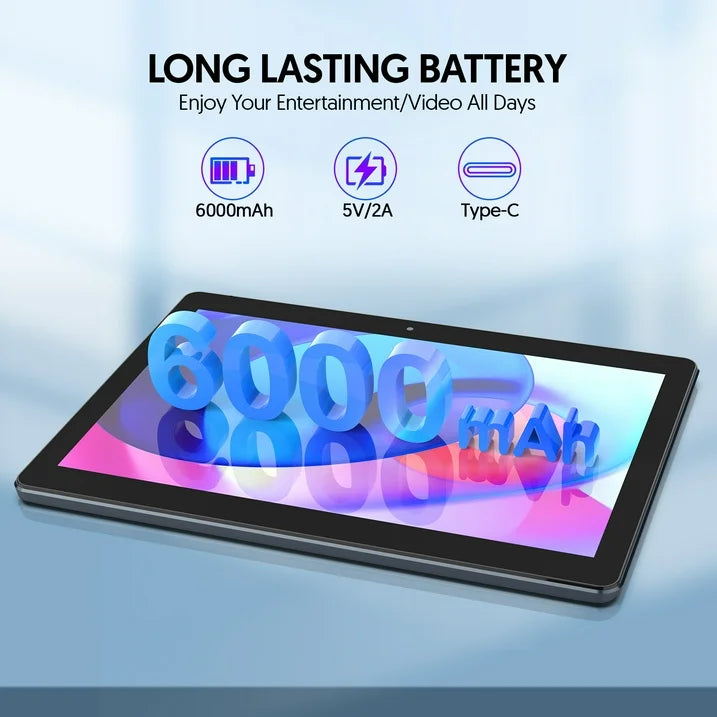 Android 13 Tablet 4GB RAM 64GB ROM, 10.1 inch Wifi 6 Tablet with Keyboard, 4 Core, 1TB Expand, 2MP 8MP Dual Camera