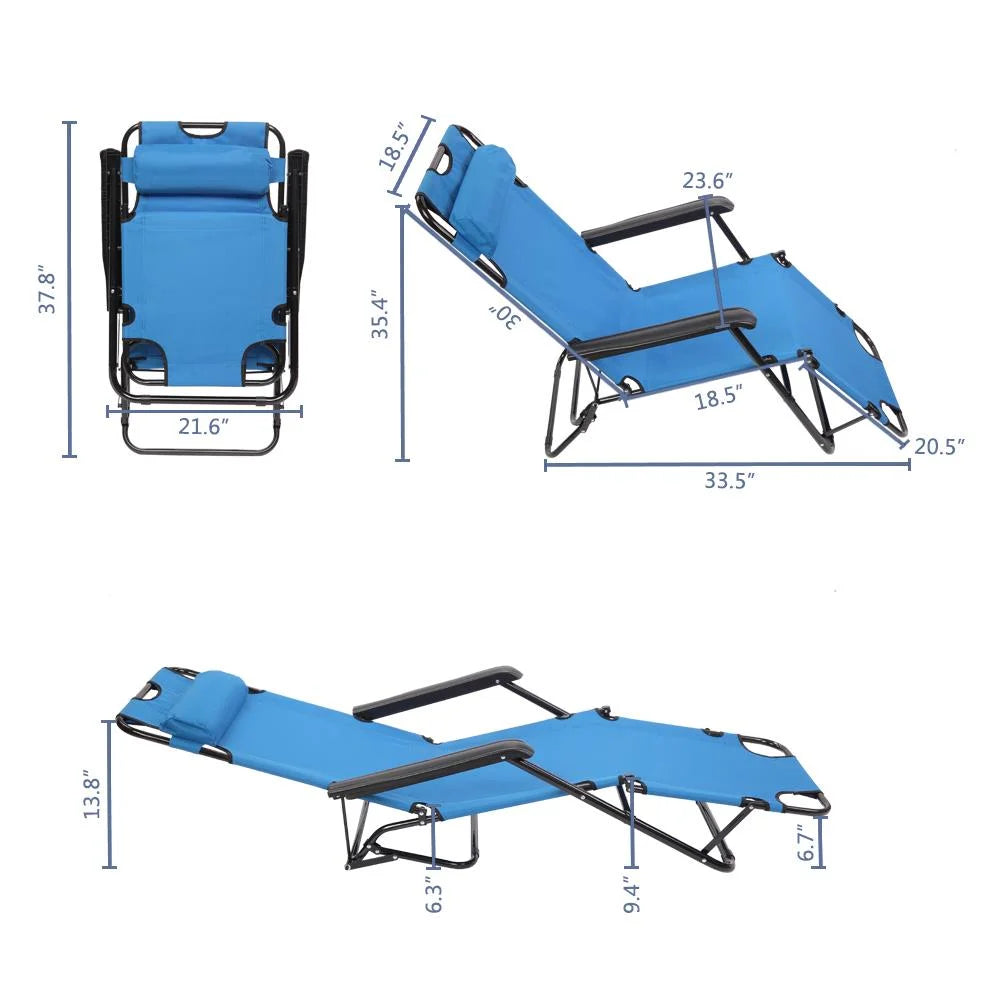 Zimtown Folding Chaise Lounge Chair Patio Outdoor Pool Beach Lawn Recliner Reclining Seat, Sun Chair for Outdoor, Blue