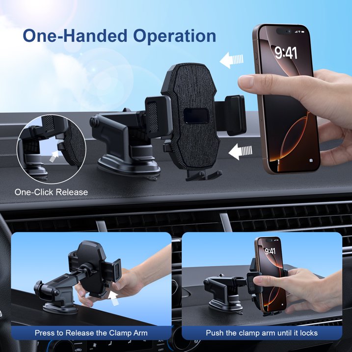 TOPVISION Car Phone Holder, Air Vent Phone Car Holder, Universal Phone Holder for Dashboard and Windshield, Car Mount for Cars, Trucks, SUVs