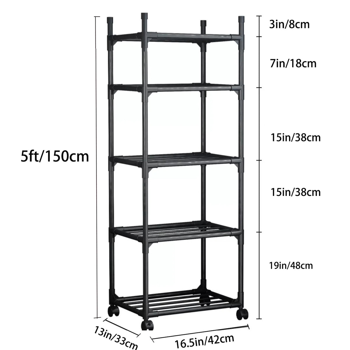 SUSUZI 5 Tier Storage Rack Shelf, Standing Storage Shelving Units for Kitchen Laundry Pantry