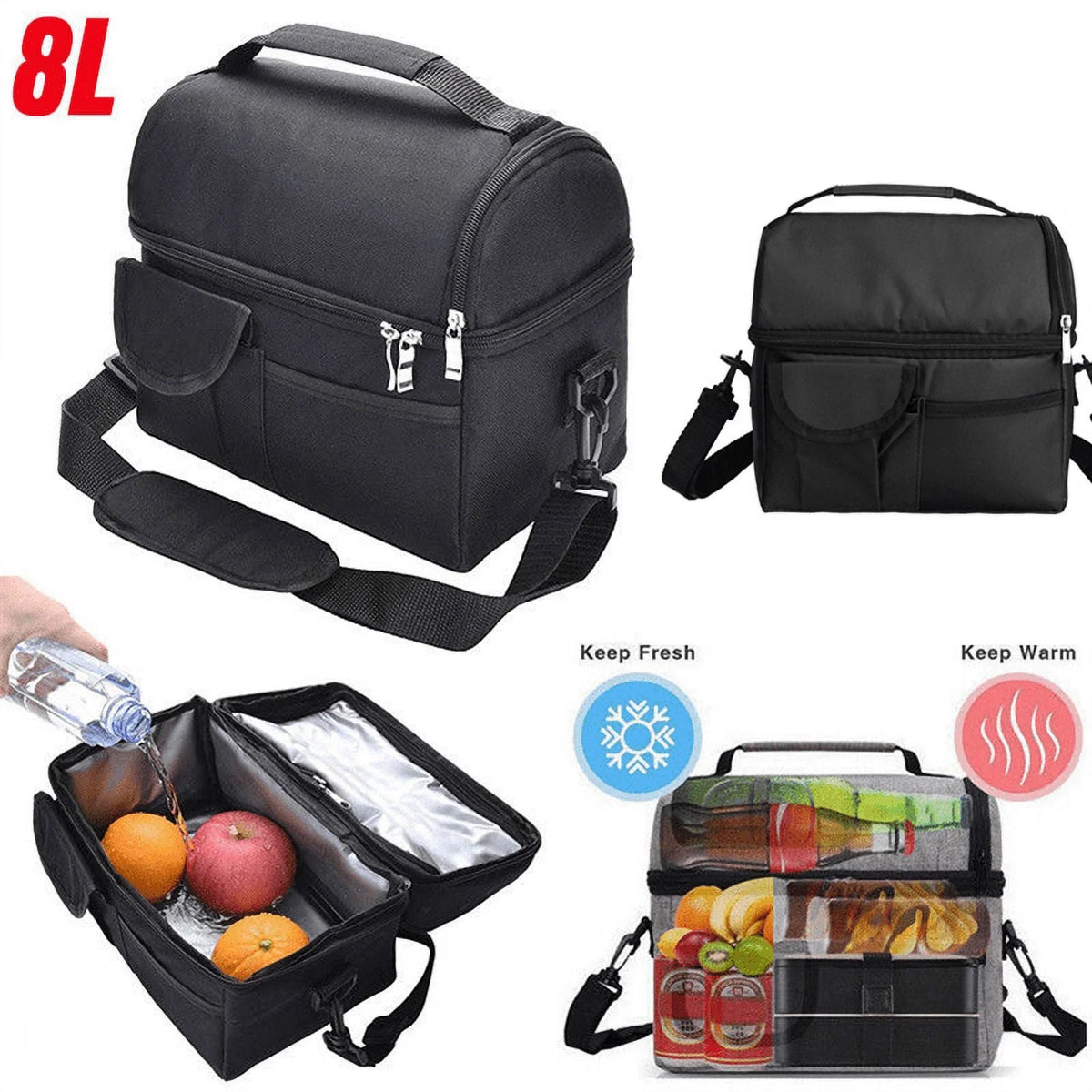BSHAPPLUS Insulated Lunch Tote Bag Oxford Thermos Hot/Cooler Adults Tote Food Lunch Portable Bag Zipper Storage Box Waterproof For Picnic Food Women Men