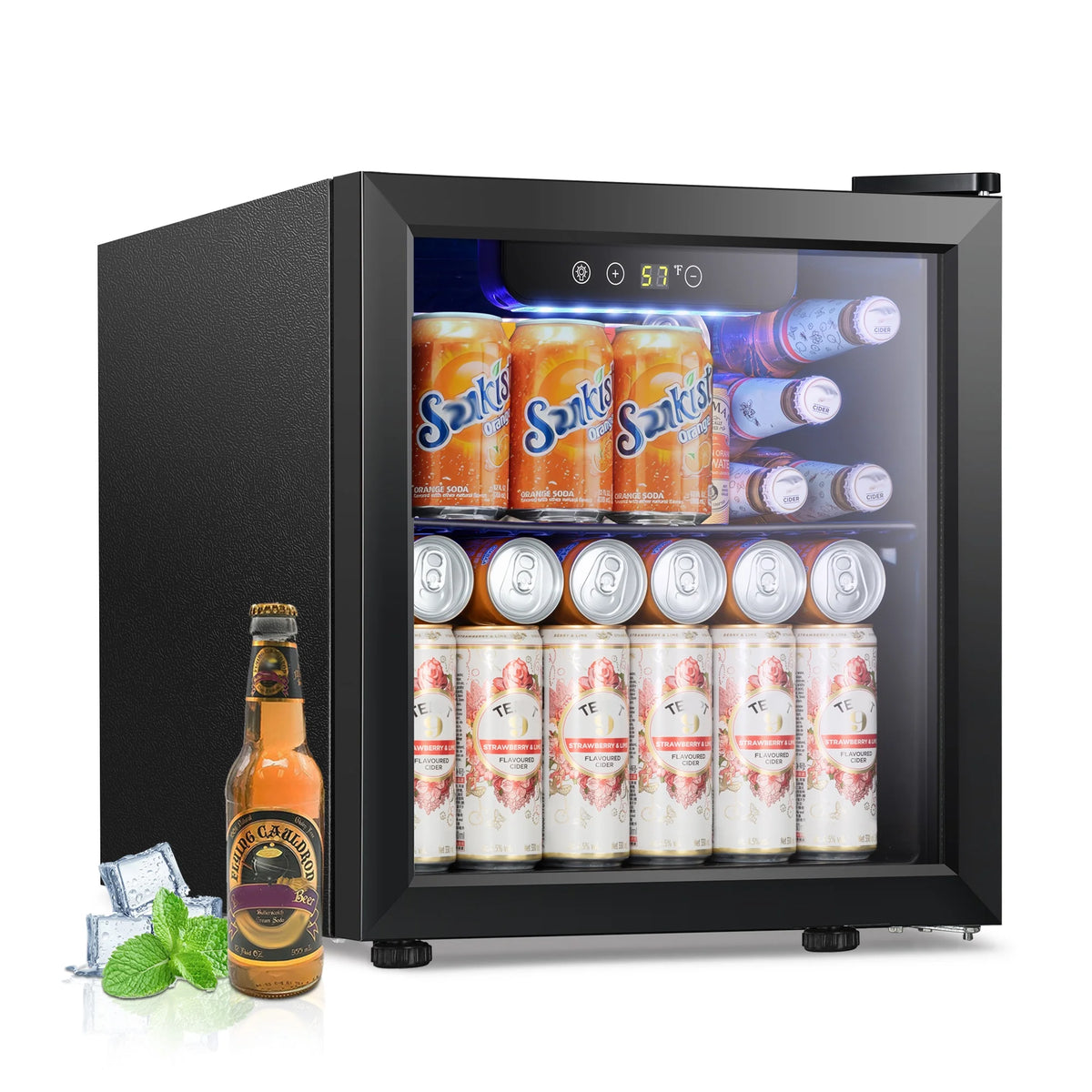 Moifoi 12 Bottle Wine Cellar, Mini Fridge w/ Glass Door and Adjustable Removable Shelves, for Home /Office, 1.3 Cu.ft.