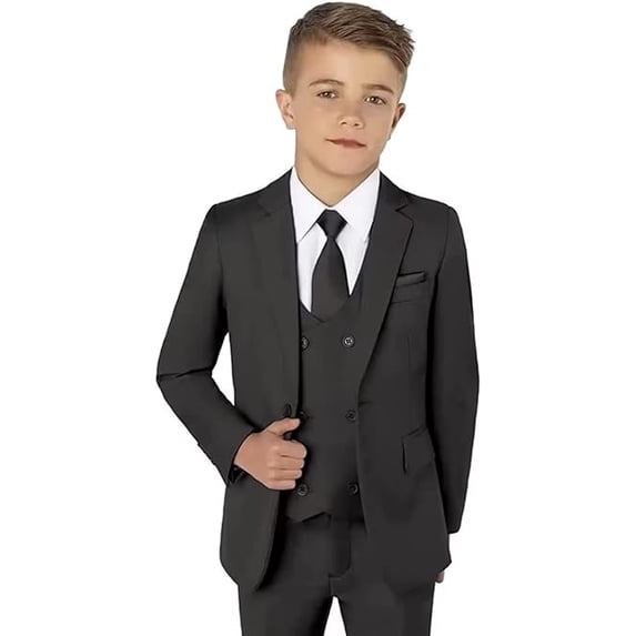 Boy Suit 5 Piece Slim Fit Party Blazer Kids Tuxedo Formal Blazer Vest Pants Shirt tie Set