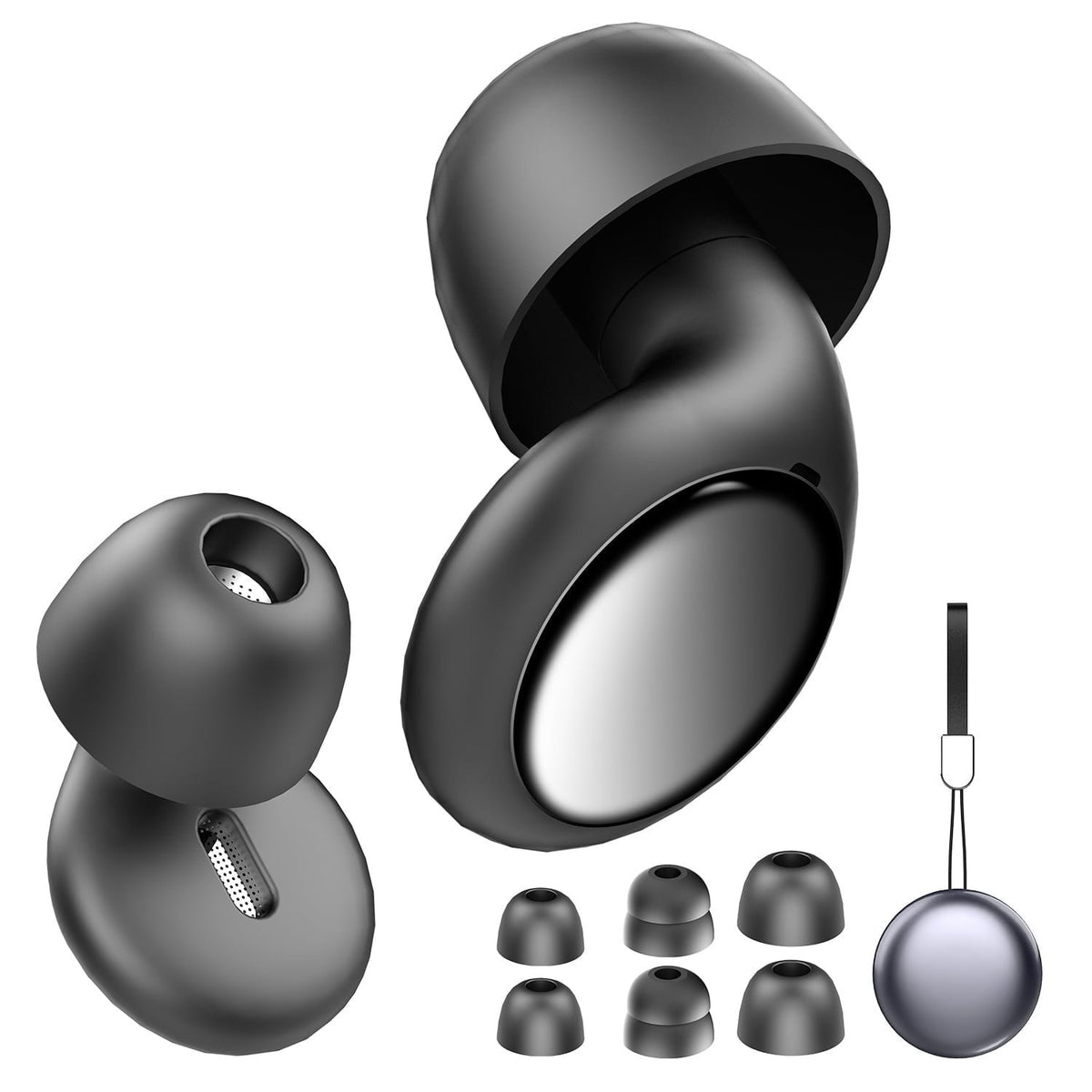 Ear Plugs for Sleeping Noise Cancelling, 35dB Silicone Earplugs, Ultra Comfy Reusable Noise-Reducing Earbud for Sleep, Deep Focus, Travel, Everyday Noise Relief with 4 Eartips and Carrying Case,Black