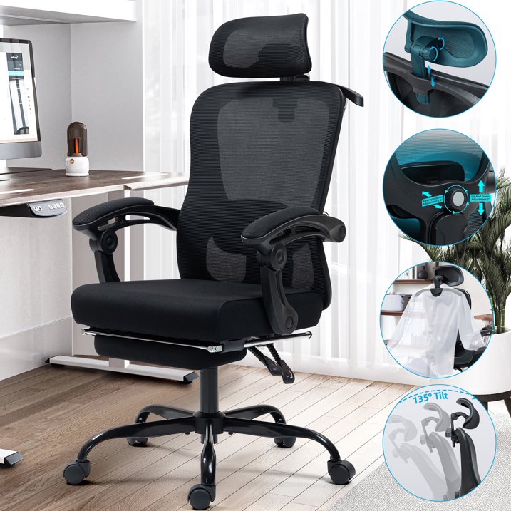 VIOLHEDO Mesh Office Chair Ergonomic Design, Adjustable Headrest, Footrest,Lumbar Support