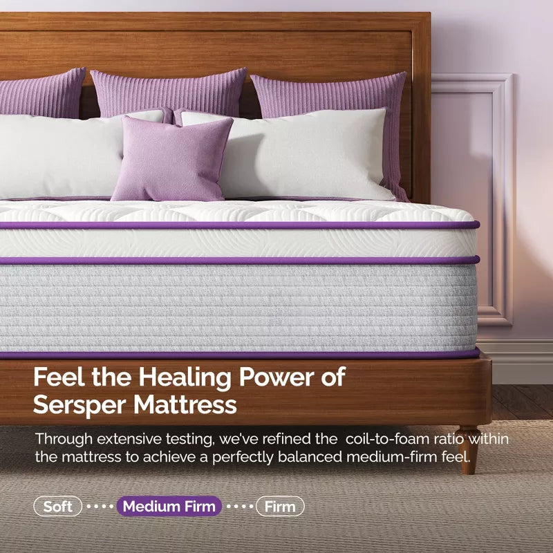 Sersper 14 inch Memory Foam Spring Hybrid Mattress Queen