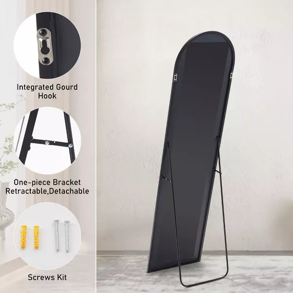 Wooakway Metal Arch Full Length Mirror Freestanding Mirror Wall Mirror Decorative Mirror Black/Gold