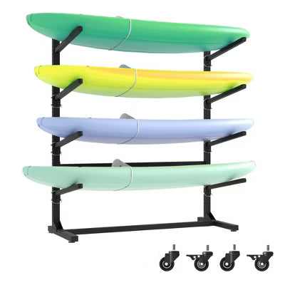 Munora - Heavy Duty 400lbs Kayak Storage Rack with Wheels - 79.92"H Freestanding Holder for Kayaks, Canoes, SUP
