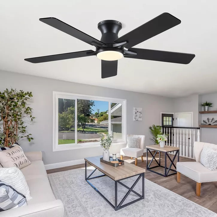 Kviflon 46 Inches Flush Mount Ceiling Fan Light,5 Blades,Reversible Airflow