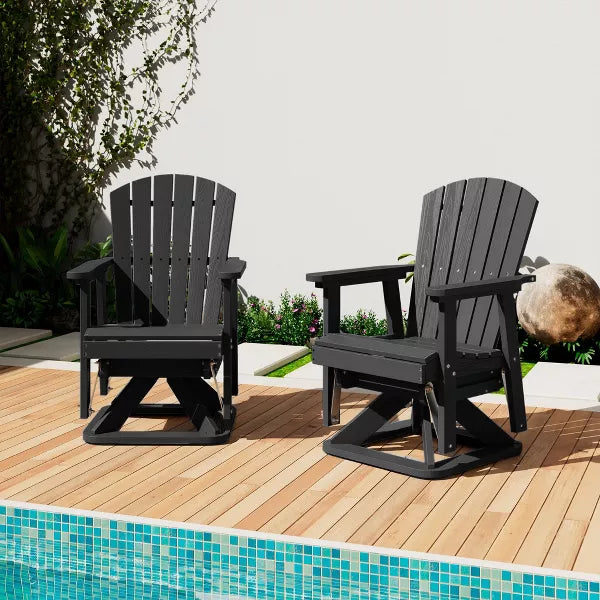 HYLEORY Adirondack Swivel Rocking Glider Chair, HDPE Resin Rocking Glider Chair