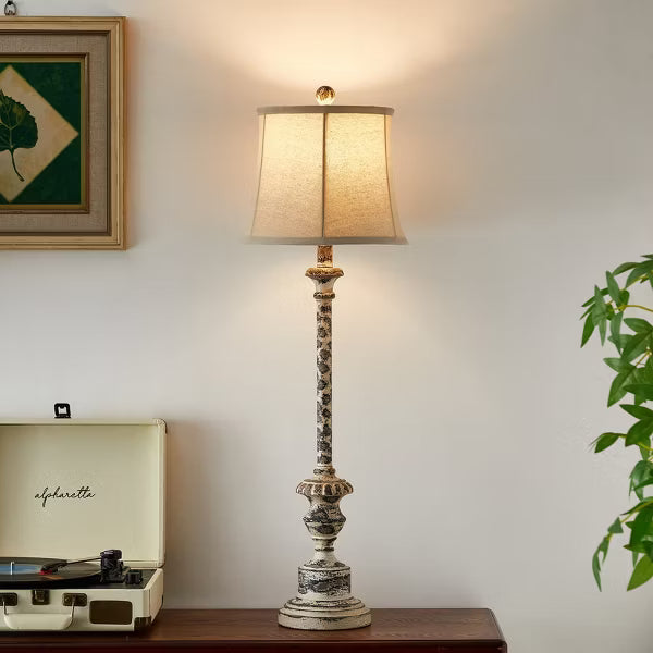 GTCLIGHTING Farmhouse Table Lamps for Living Room,35.25" Resin Bedside Lamps with Fabric Shade&Rotary Switch
