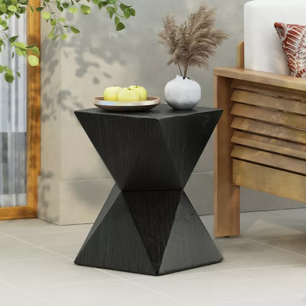 Wooakway Concrete Outdoor Side Table with Symmetric Design, Weather-Resistant Accent for Patio, Garden, or Balcony