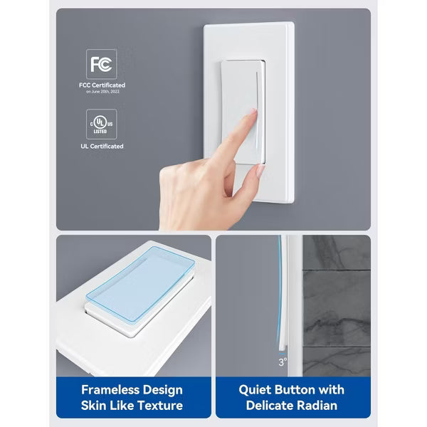 ELEGRP Smart Dimmer Light Switch Single Pole, 2.4GHz Wi-Fi Touch Dimmer Compatible w/Alexa and Google Assistant