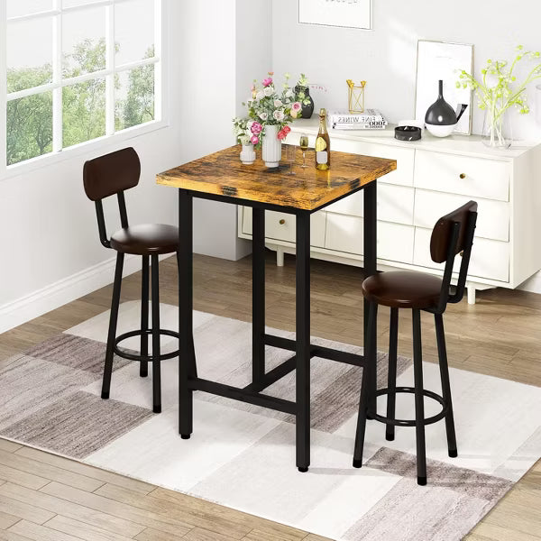 Hooseng Dining Room Table and Chairs Set for 2, Kitchen Table and Chairs Set with MDF Tabletop & 2 PU Leather Chairs for Apartment