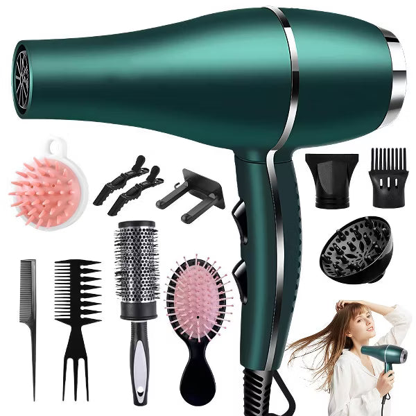 Morfone 12pcs-in-1 Hair Drying Set - Hair Dryer. Quickly dries hair - Compact and portable, suitable for the whole family - Gift set.