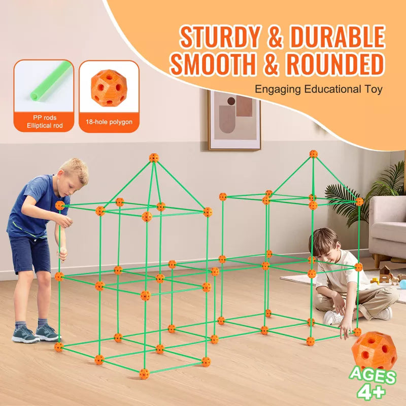VEVOR Fort Building Kit for Kids,180PCS STEM Building Toys, Educational Gift for 4 5 6 7 8+ Year Old Boys & Girls,Indoor Outdoor Play Tent Builder