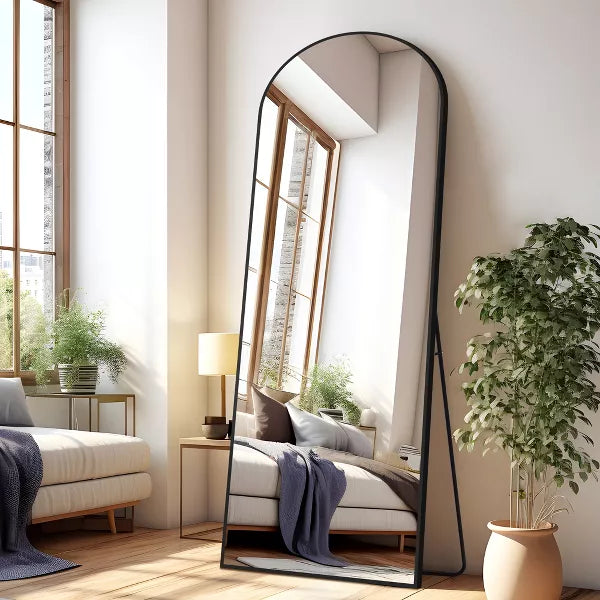Dovelina Metal Framed Arched Full Length Mirror Large Wall Mirror Floor Standing Mirror
