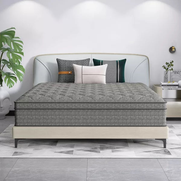 CHEVNI 12-14 Inch Mattress in a box Hybrid Spring Memory Foam Medium Firm Gray