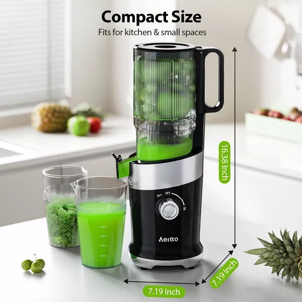 Slow Juicer Machines, Cold Press Juicer 4.9" Extra Large Feed Chute for Whole Fruits and Vegetables & Easy Clean
