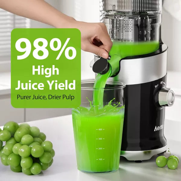 Slow Juicer Machines, Cold Press Juicer 4.9" Extra Large Feed Chute for Whole Fruits and Vegetables & Easy Clean