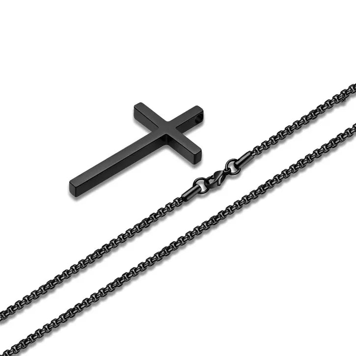 Turandoss Black Cross Necklace for Men Boys, Stainless Steel Cross Pendant Necklaces, Birthday Gifts for Men, Father, Boyfriend, Boys Fashion Stuff