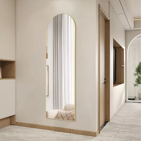 Wooakway Metal Arch Full Length Mirror Freestanding Mirror Wall Mirror Decorative Mirror Black/Gold