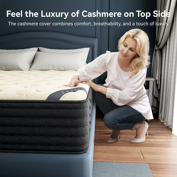 Swedrea Hybrid Mattress Medium Gel Memory Cashmere Wool in White
