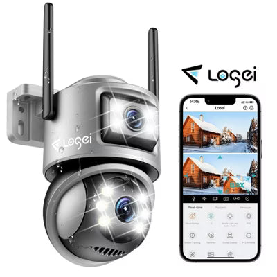 Losei Home Security 4K 8MP Outdoor Night Vision, Motion Detection,IP66 Weatherproof, Two-Way Audio Camera, Gray