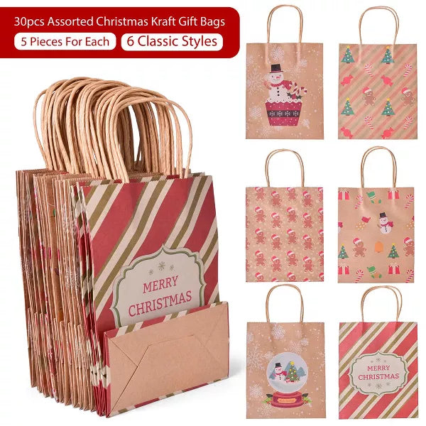 FUN LITTLE TOYS Nifti Nest 30 PCS Christmas Gift Bags,Shopping, Parties, Wedding Gift Bags