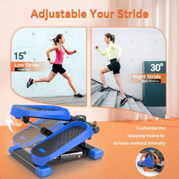 Dexmalle Mini Stepper with Resistance Bands and LCD Monitor for Exercise at Home