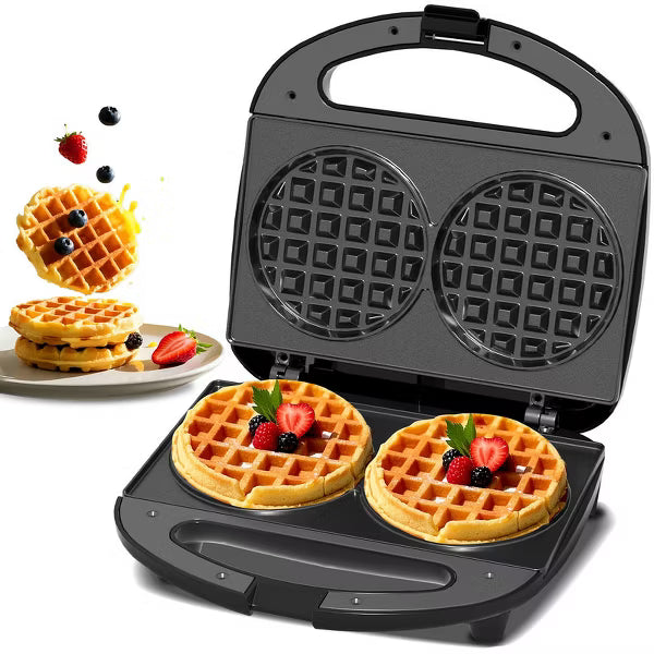 OSTBA Mini Waffle Maker, 750W, Double 4-Inch Belgian Waffles, Nonstick Plates, Compact, Easy to Clean, Ideal for Kids & Family Breakfast