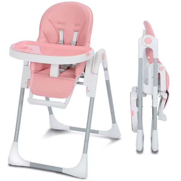 Kinder King Foldable High Chair for Baby, Toddler Eating Chair with Detachable Double Trays