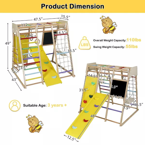 Kinder King Toddler Climbing Toy Indoor, Wood Kids Climber Slide Playset, Outdoor Jungle Gym