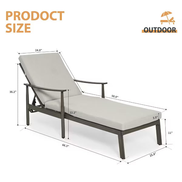 HAPPATIO Aluminum Adjustable Outdoor Chaise Lounge Chair