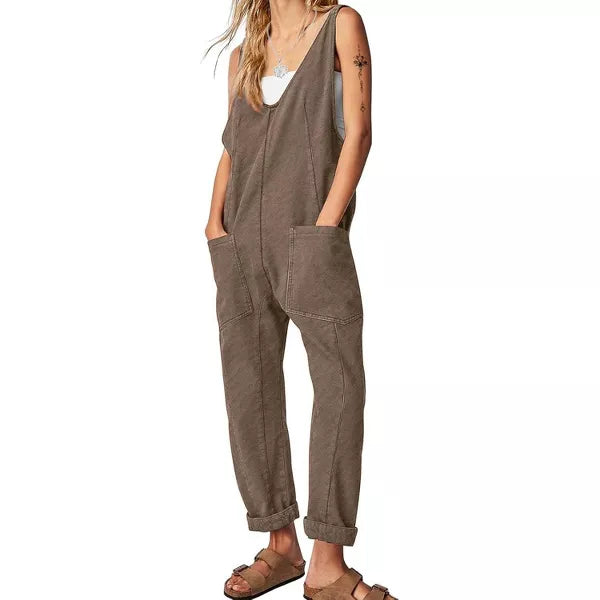 EXLURA Womens High Roller Denim Bib Jumpsuits Casual Loose Overalls Baggy Jeans Romper with Pockets Outfits