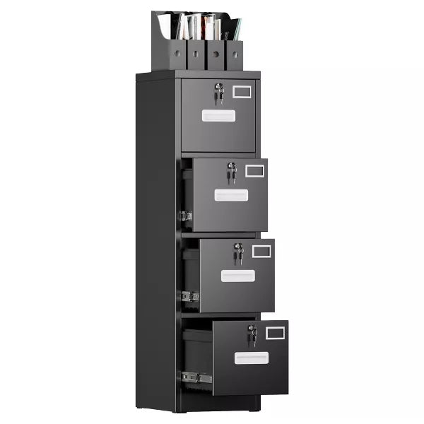 SUXXAN Metal Vertical File Storage Cabinet With 4 Drawer, 4 Lock and Name Card Holder For A4 Letter/legal Size,Assembly Required