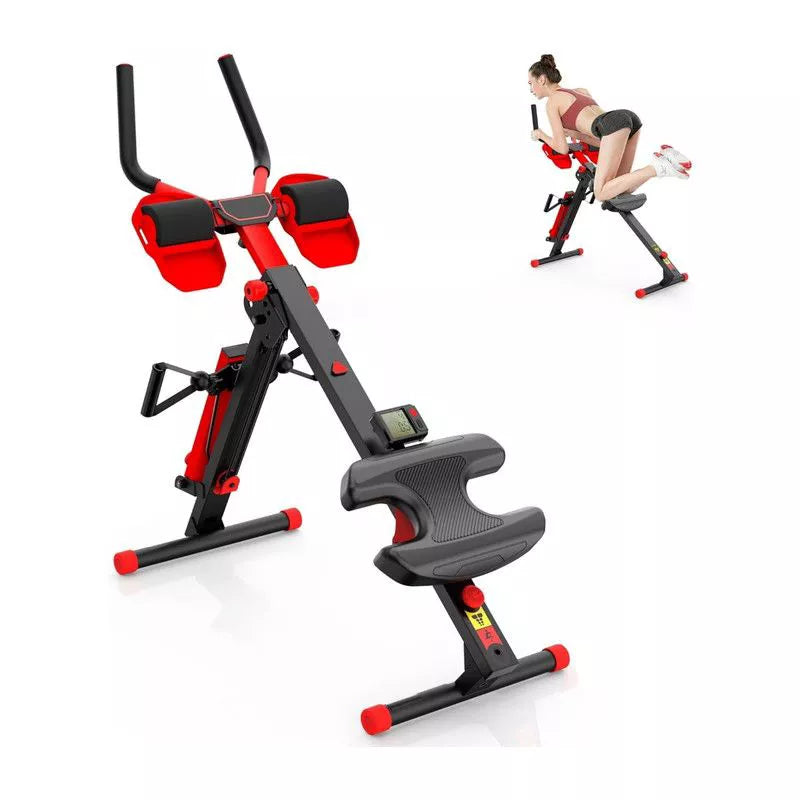 VisioGear Magnetic Rowing Machine for Home, Workout Equipment with Adjustable 8-Speed Booster, Sculpt Muscles Supports, Red and Black, 59*16.7*17